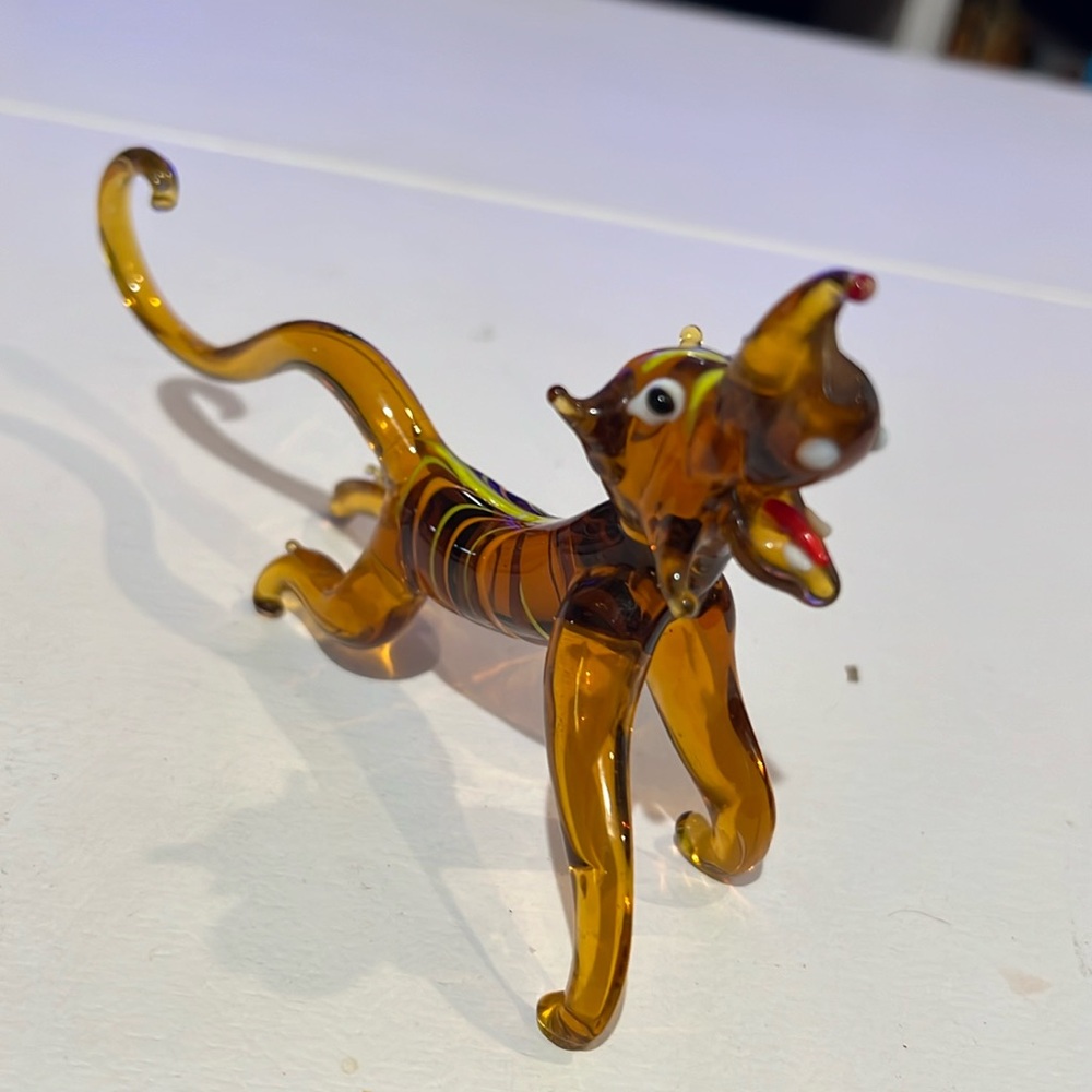 tiger Blown glass Lampwork Ukrainian Murano style Figure Handmade